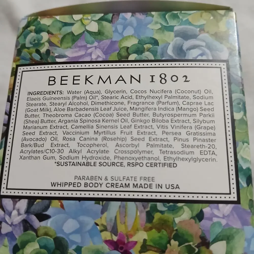 BEEKMAN 1802 Pure Goat Milk Whipped Body Cream Aloe & Iris 8oz New/Sealed